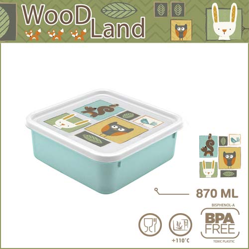 433-1 กล่องอาหาร ทรงเหลี่ยม ลายการ์ตูน สัตว์ป่าสุดน่ารัก